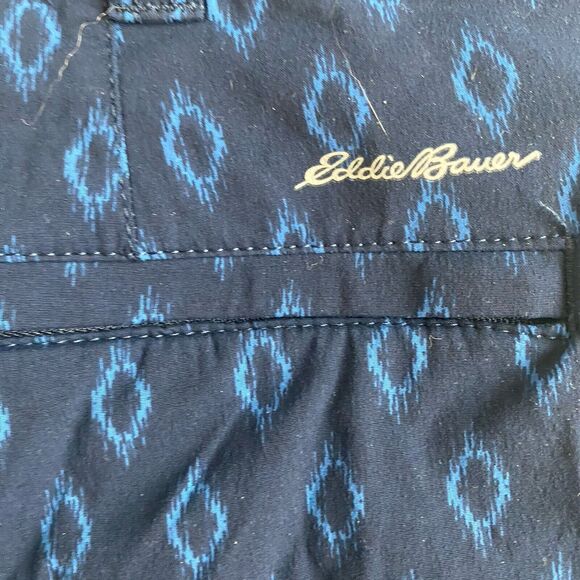 Eddie Bauer Travex Guide Pro Mens Shorts Size 38 Blue Pattern Outdoor 9” Hike - Picture 7 of 13